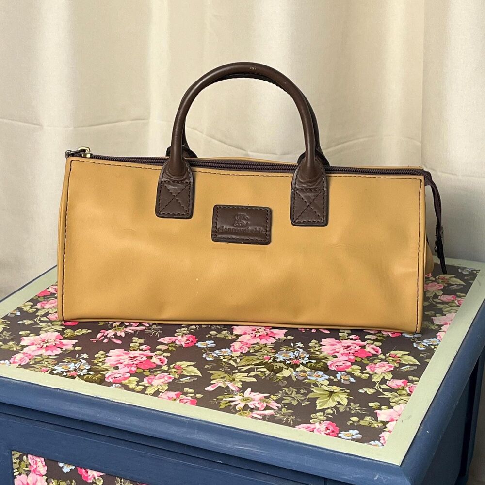 Y2K Glenroyal Chic Structured Satchel Bag Camel Tan Brown Genuine Leather Trim